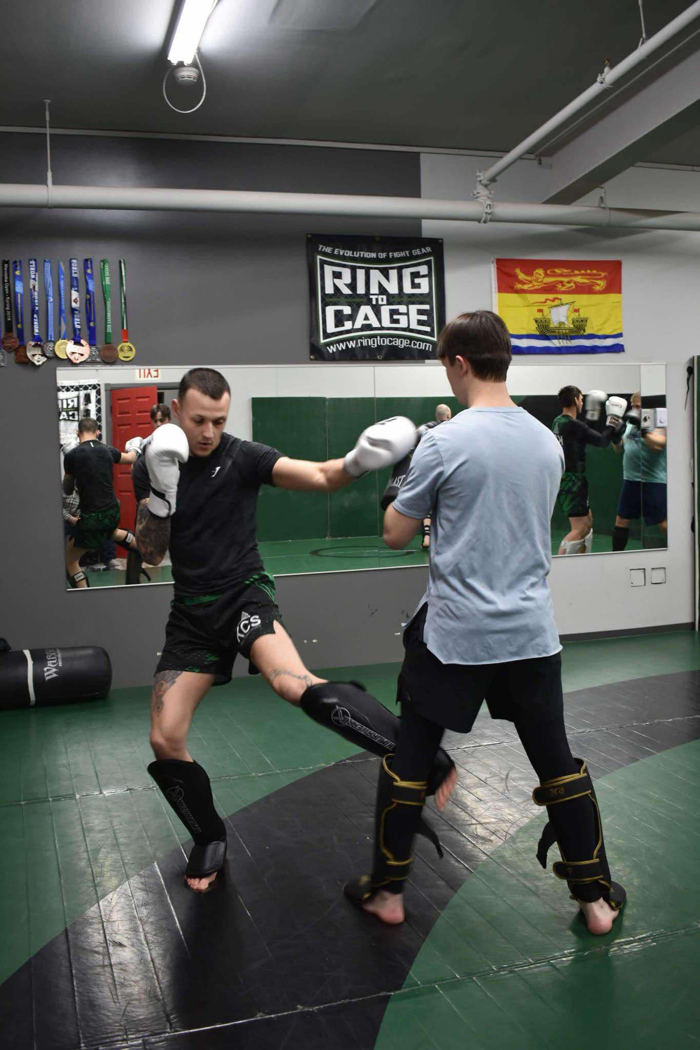 King Combat Sports students with boxing gloves on the mat